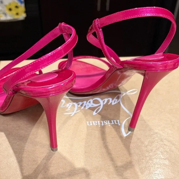 Christian Louboutin Vibrant Pink Strappy Heels - Picture 5 of 5